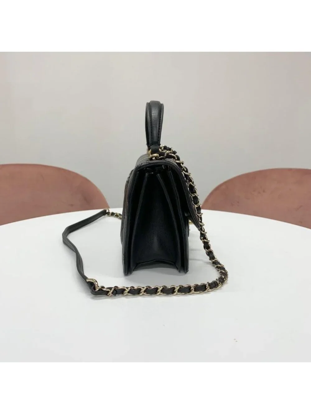 Chanel Top Handle CC Logo Quilted Lambskin